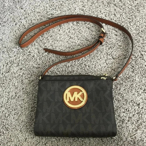 NWOT Michael Kors Brown Logo Crossbody Purse - Picture 1 of 7